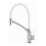 Смеситель Haiba HB72505-8 для кухни гибкий излив белый/хром Смеситель Haiba HB72505-8 для кухни гибкий излив белый/хром