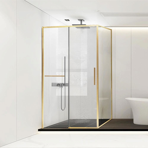 Душевой уголок Vincea Slim Soft 120*100*200 с доводчиком профиль брашированное золото L/R без поддона