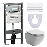 Комплект инсталляции Ceramicanova Envision, унитаз Metropol Rimless, клавиша смыва Flat белая Комплект инсталляции Ceramicanova Envision, унитаз Metropol Rimless, клавиша смыва Flat белая