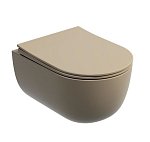 Подвесной унитаз Ceramicanova Modena 35,5*49 капучино матовый безободковый с крышкой-сиденьем микролифт Slim Подвесной унитаз Ceramicanova Modena 35,5*49 капучино матовый безободковый с крышкой-сиденьем микролифт Slim