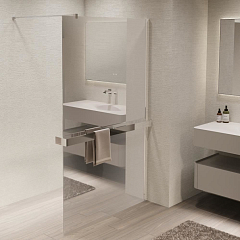 Душевая перегородка Vincea Walk-In 100*200 с полкой стекло зеркальное профиль хром без поддона