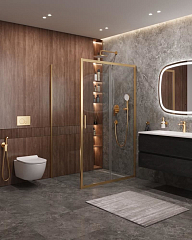 Душевой уголок Cezares Molveno MOLVENO-AH-11-150/90-C-BORO-IV 150*90*195 профиль брашированное золото без поддона