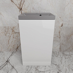 Тумба с раковиной Style Line Моно 50 L/R белый глянец (раковина Asti 50*45 серый шелк)