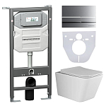 Комплект инсталляции Ceramicanova Envision, унитаз Metric Rimless, клавиша смыва Flat хром матовый Комплект инсталляции Ceramicanova Envision, унитаз Metric Rimless, клавиша смыва Flat хром матовый